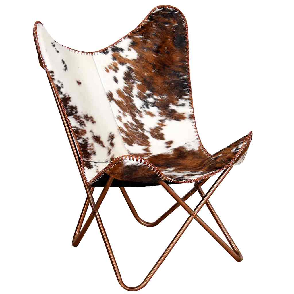 Cowhide Leather Butterfly Chair Brown White | Simpledeals