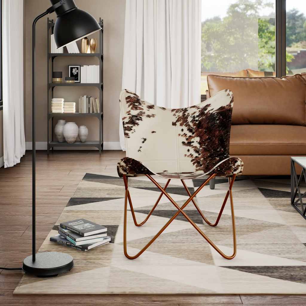 Cowhide Leather Butterfly Chair Brown White | Simpledeals