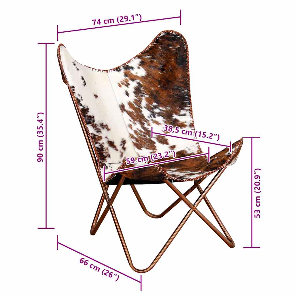 Cowhide Leather Butterfly Chair Brown White | Simpledeals