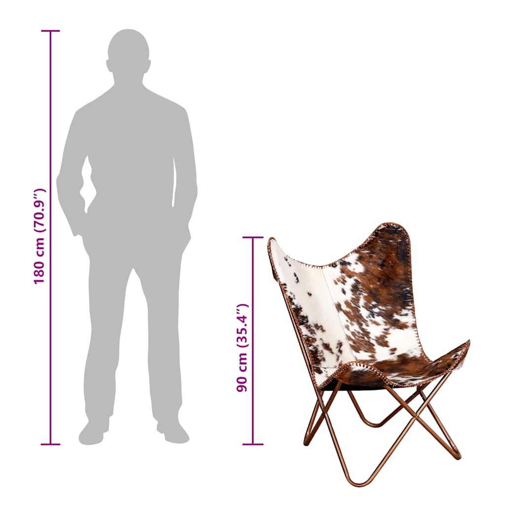 Cowhide Leather Butterfly Chair Brown White | Simpledeals
