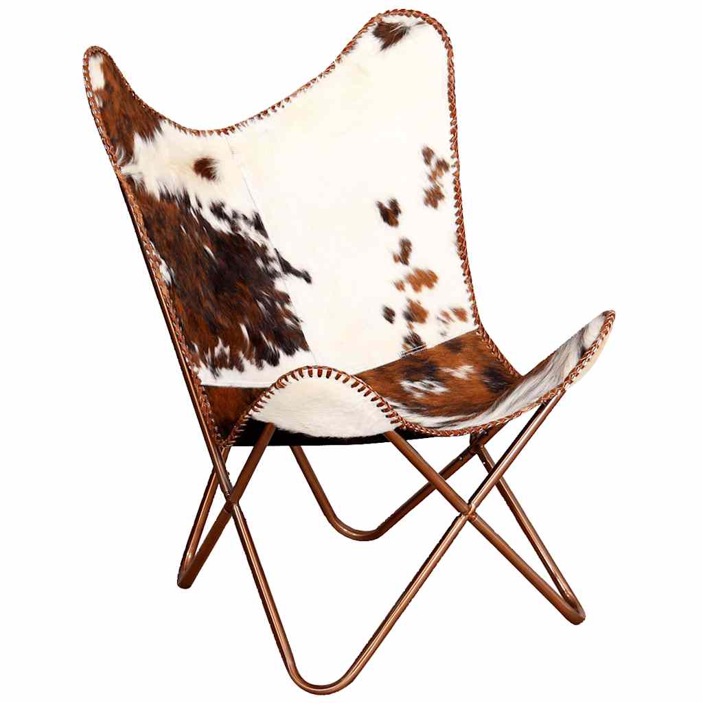 Cowhide Leather Butterfly Chair Brown White | Simpledeals
