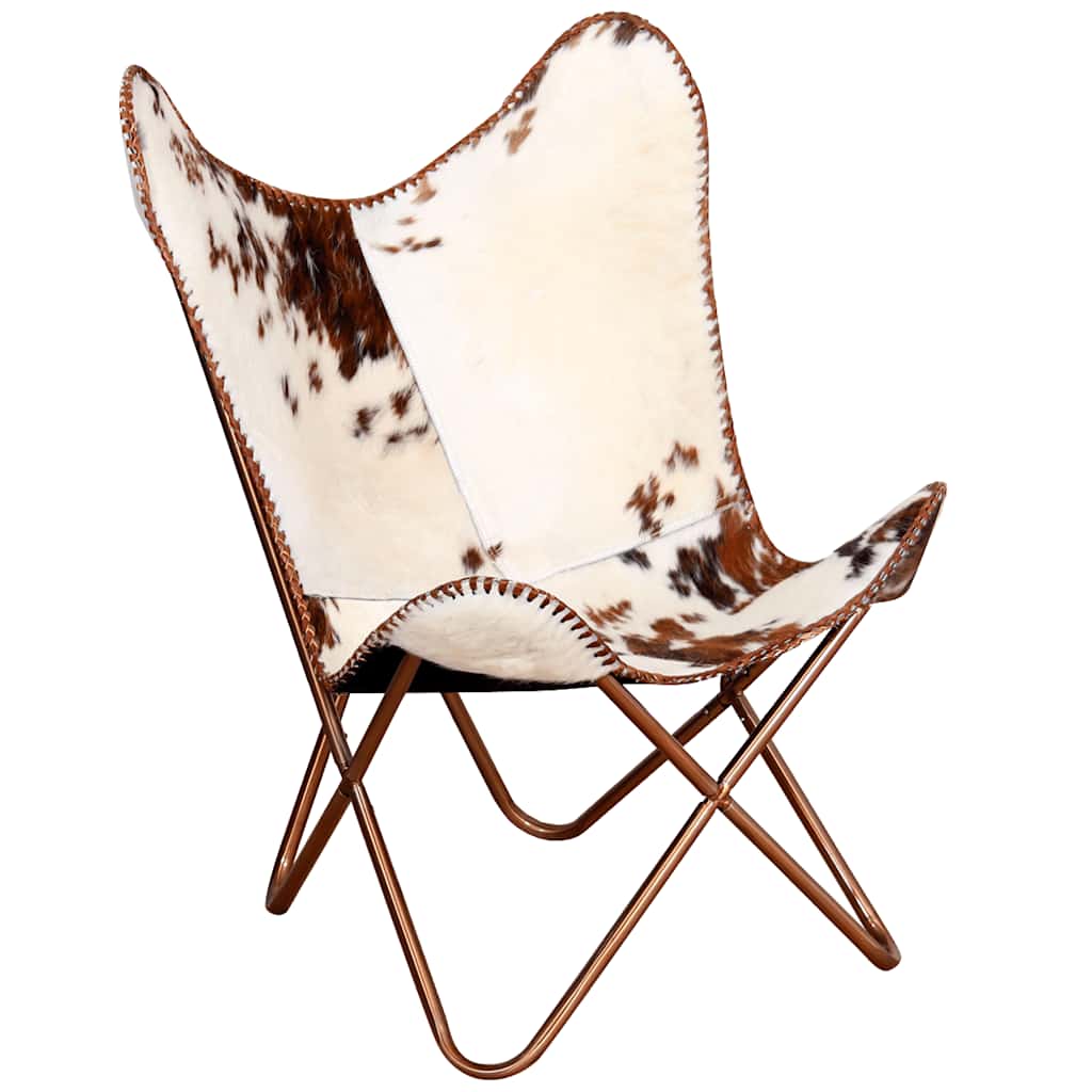 Cowhide Leather Butterfly Chair Brown White | Simpledeals