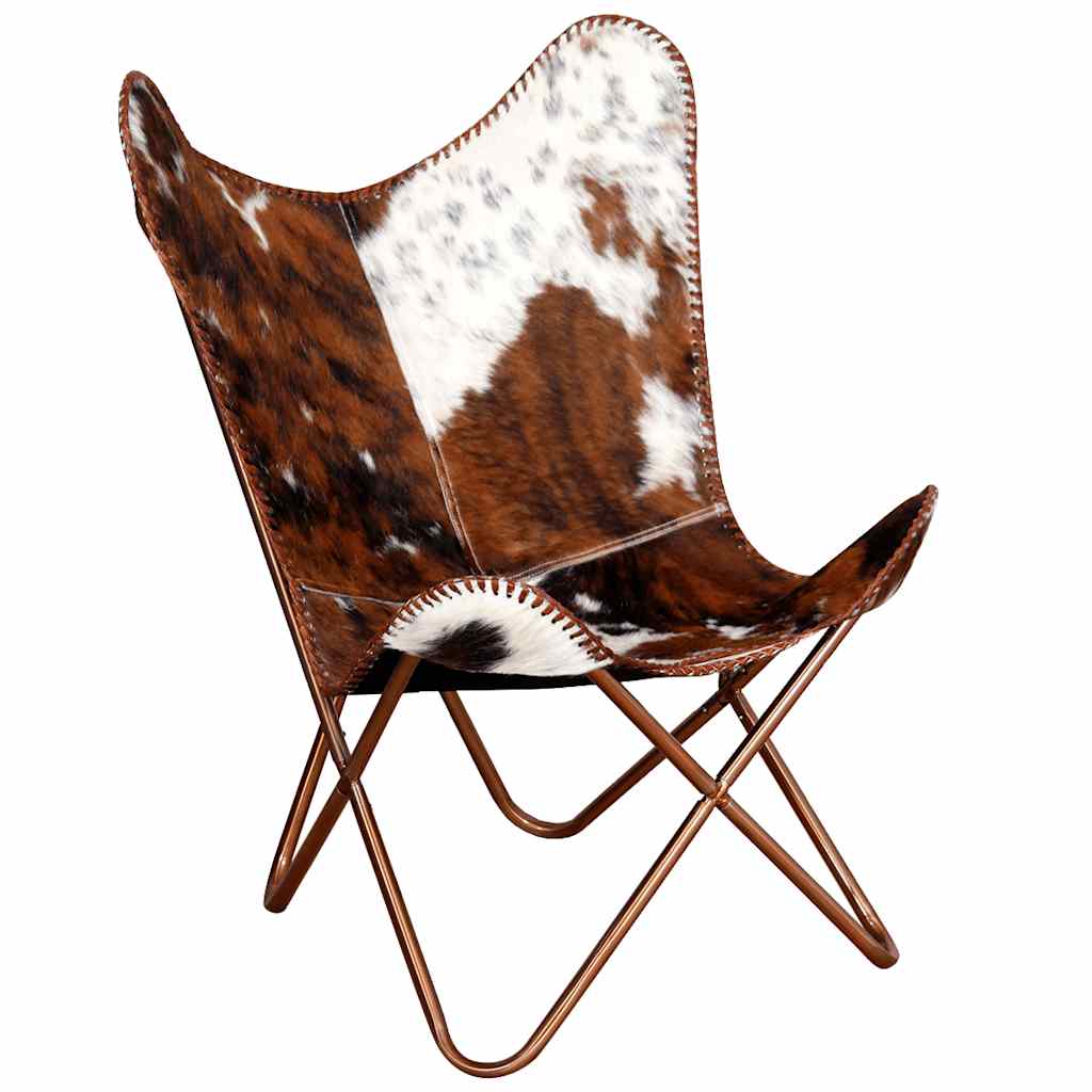 Cowhide Leather Butterfly Chair Brown White | Simpledeals