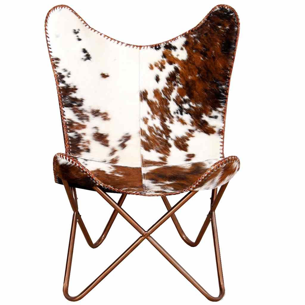 Cowhide Leather Butterfly Chair Brown White | Simpledeals