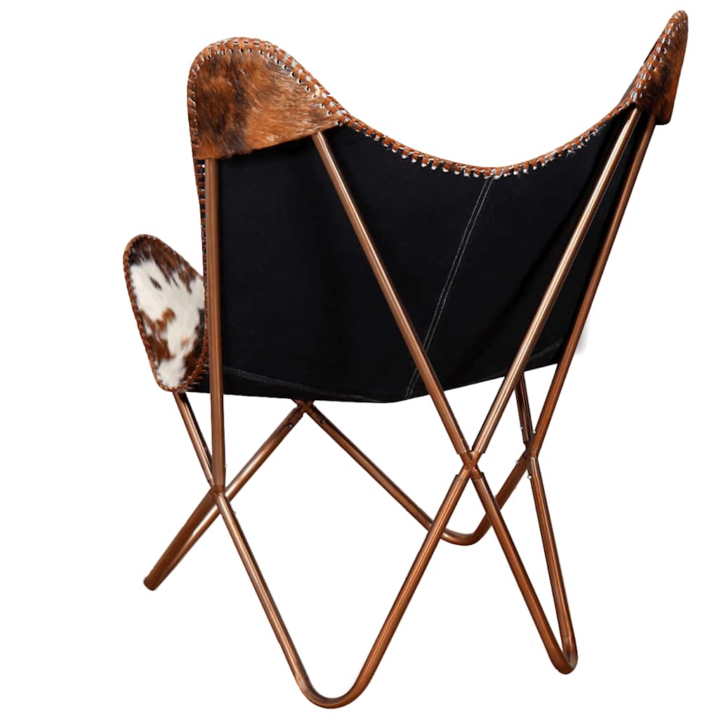 Cowhide Leather Butterfly Chair Brown White | Simpledeals