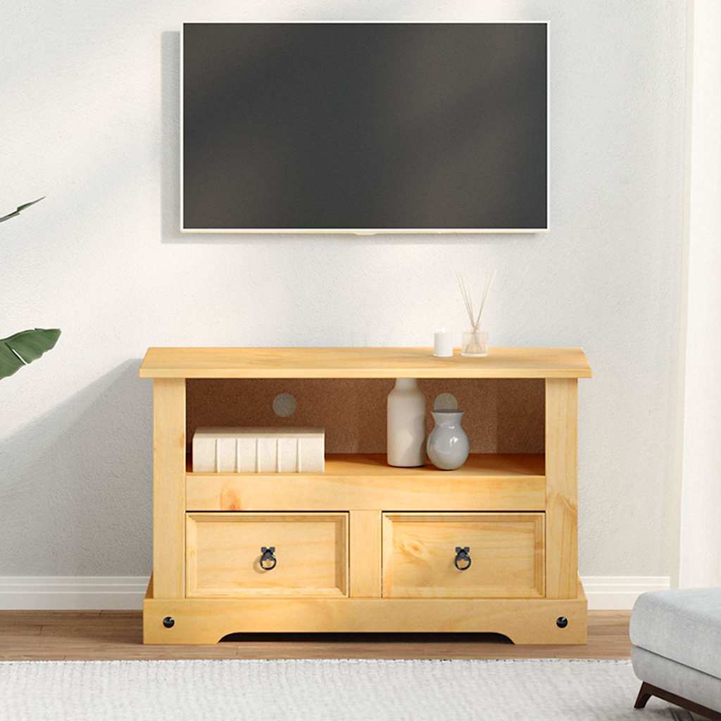 Brown Tv Cabinet Pine Wood 91x43x56cm
