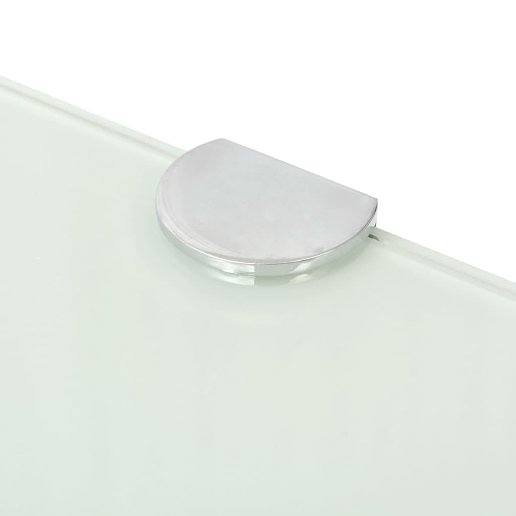 Corner Shelf with Chrome Supports Glass White