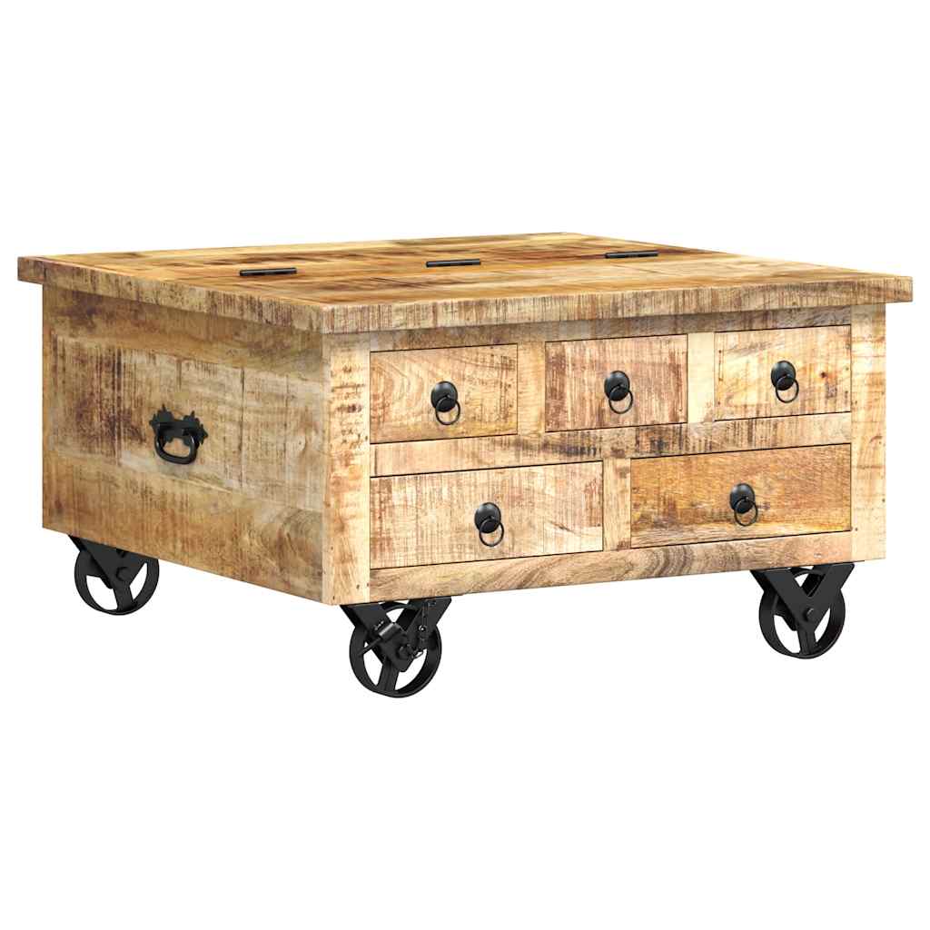 Wood Coffee Table Industrial Style 70x70x40cm