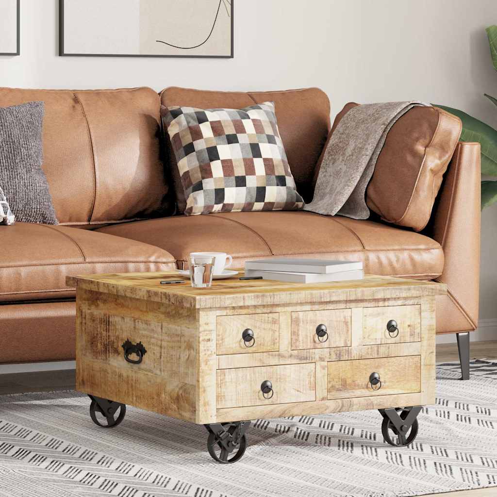 Wood Coffee Table Industrial Style 70x70x40cm