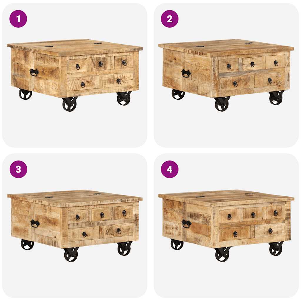 Wood Coffee Table Industrial Style 70x70x40cm