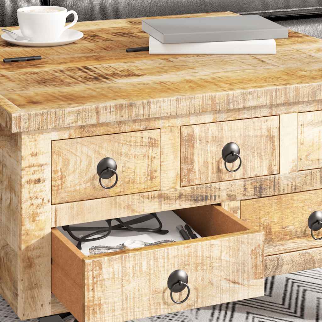 Wood Coffee Table Industrial Style 70x70x40cm