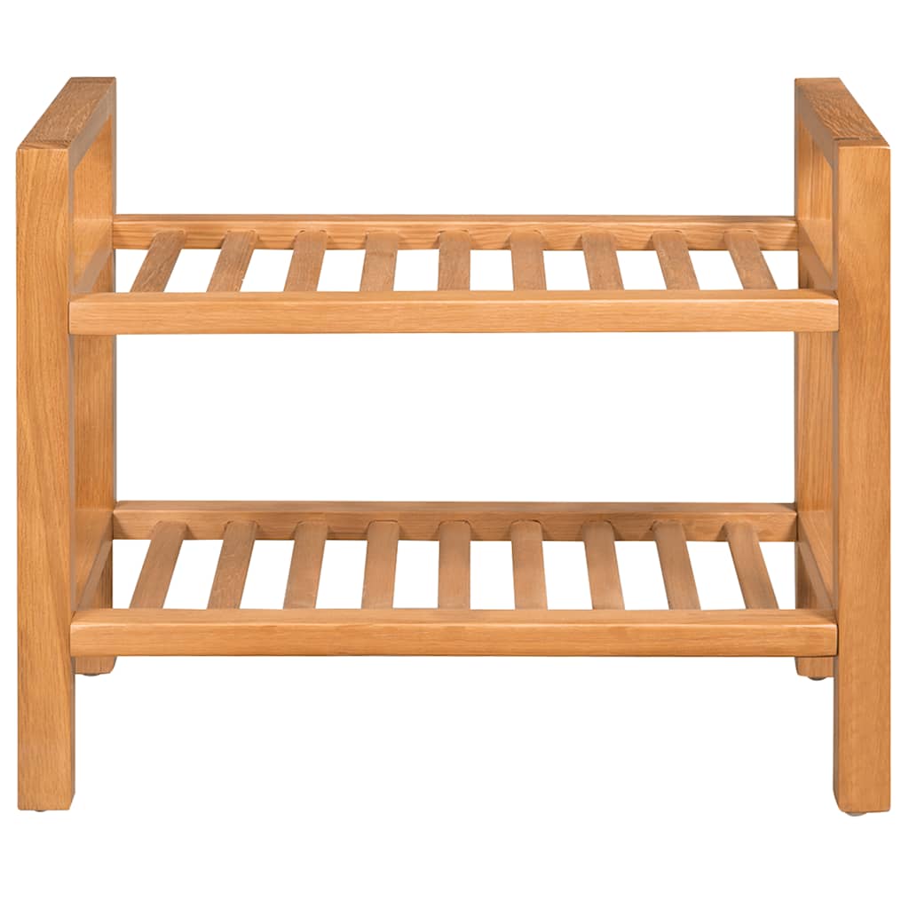 Shoe Rack with 2 Shelves Solid Oak Wood