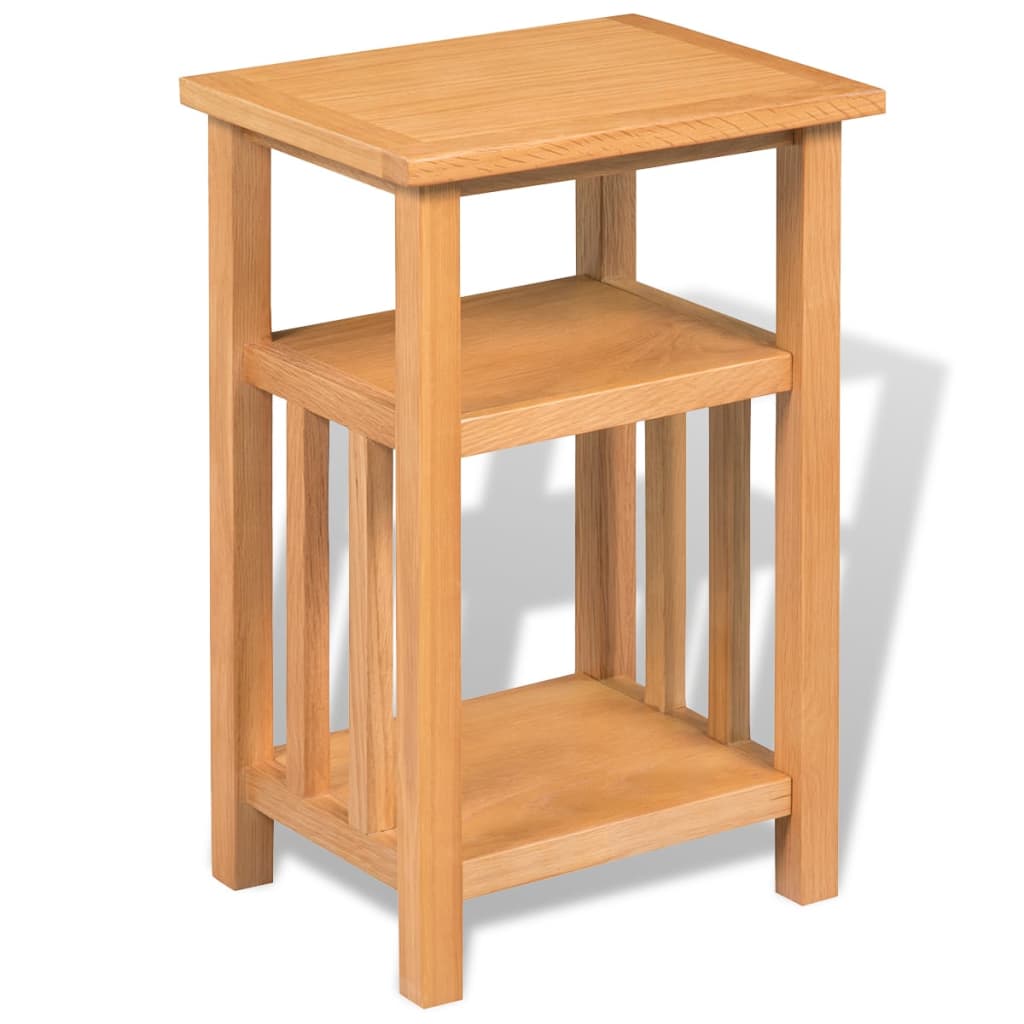 End Table with Magazine Shelf  Solid Oak Wood