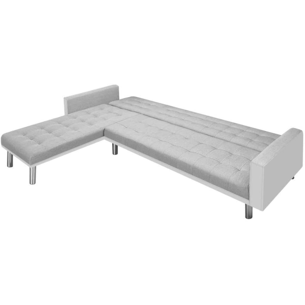 Corner Sofa Bed Fabric  White and Grey