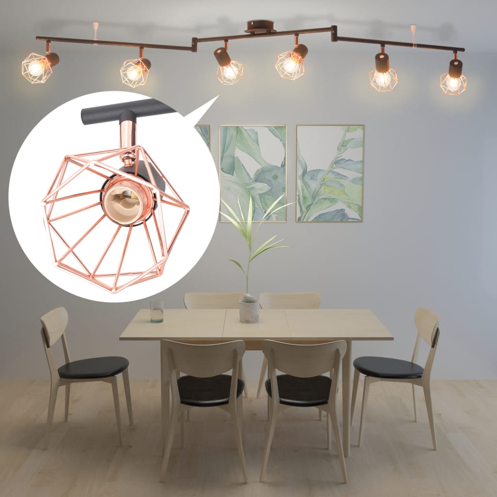 Ceiling Lamp with 6 Spotlights E14 Black and Copper