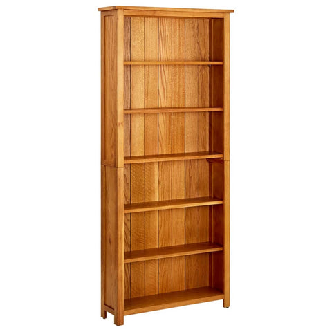 6-Tier Bookcase  Solid Oak Wood
