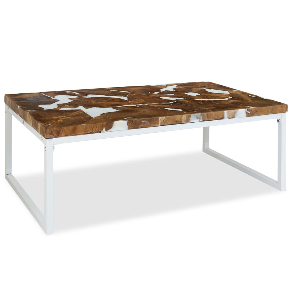 Coffee Table Teak Resin White and Brown