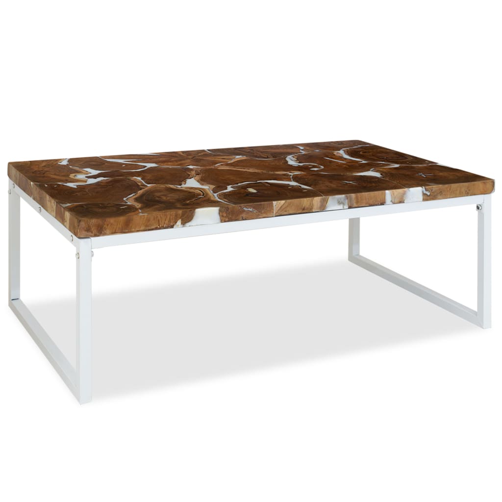 Coffee Table Teak Resin White and Brown