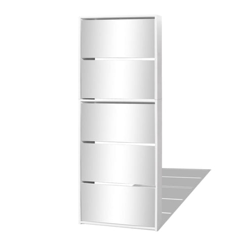 Shoe Cabinet 5-Layer Mirror White