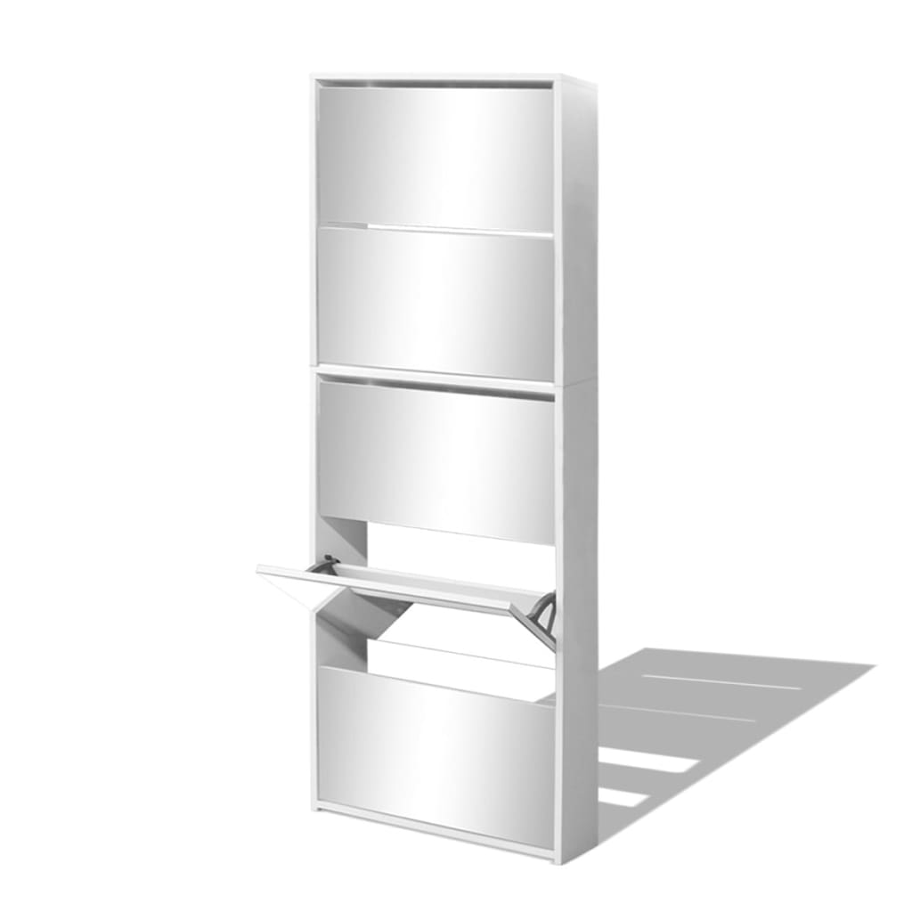 Shoe Cabinet 5-Layer Mirror White