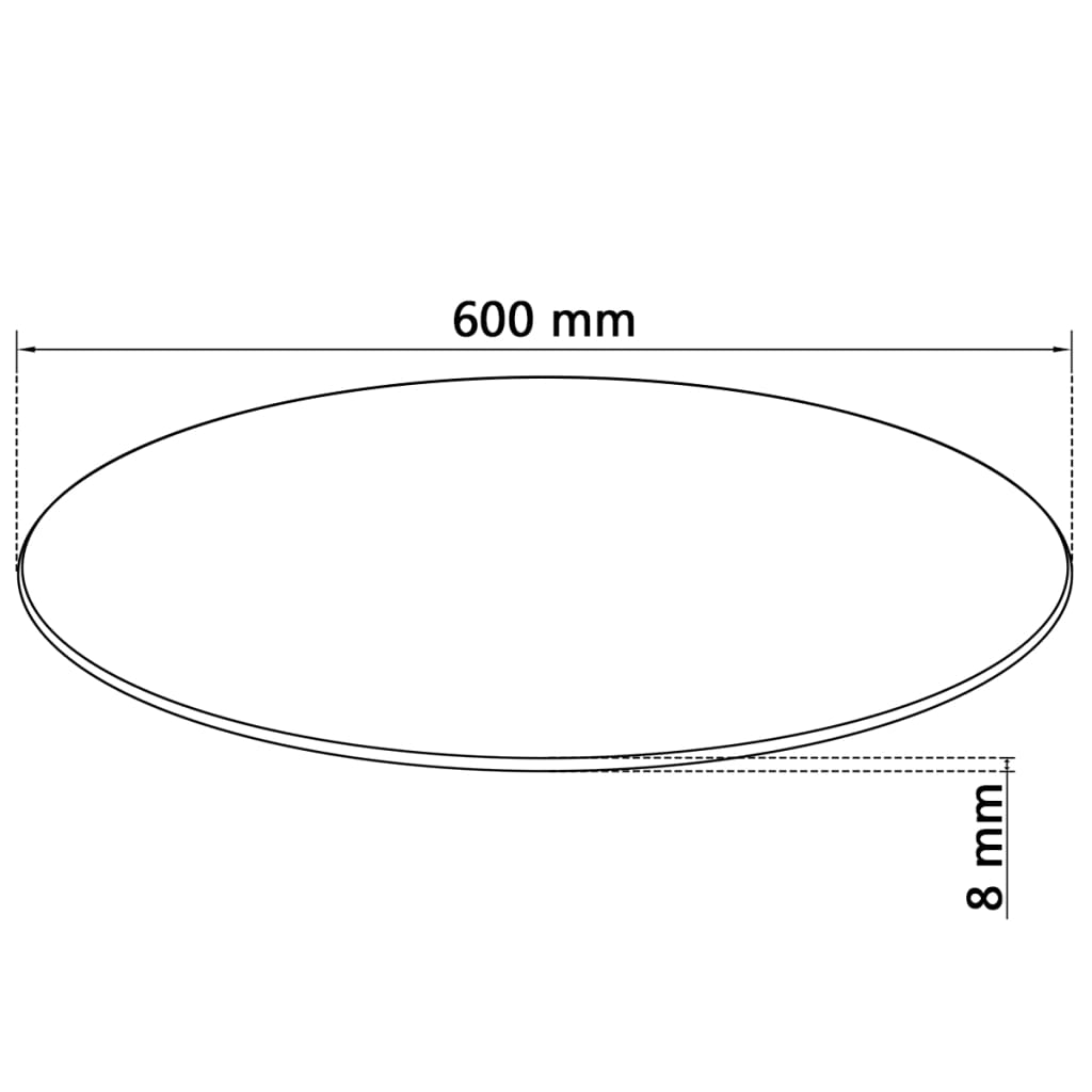 Table Top Tempered Glass Round 600 mm