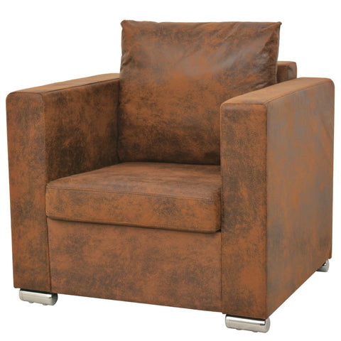 Armchair Brown Suede Leather