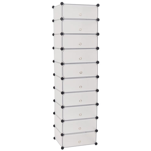 Interlocking Shoe Organiser with 10 Compartments White