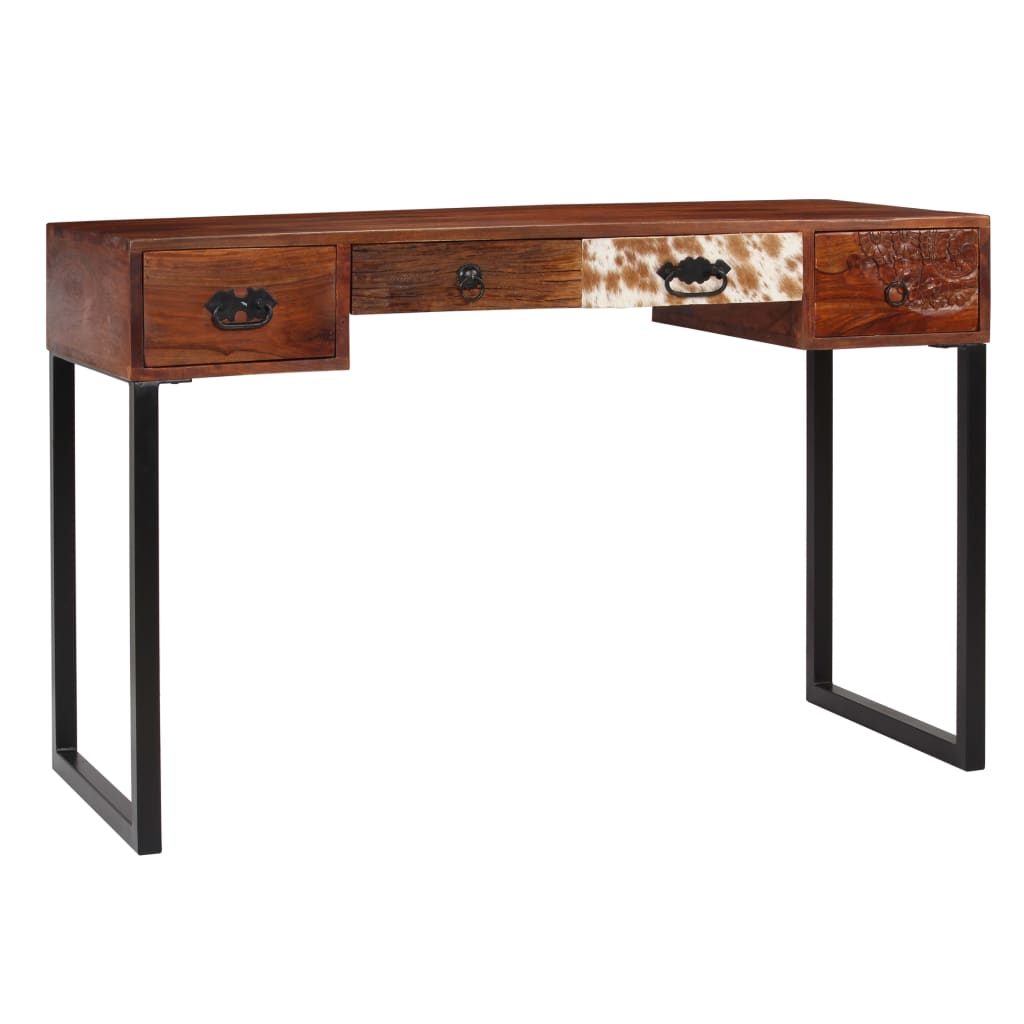 Desk Solid Sheesham Wood and Real Leather