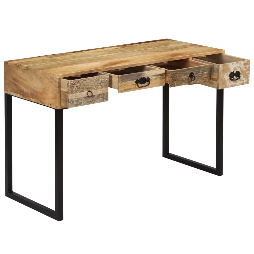 Desk Solid Mango Wood and Real Leather
