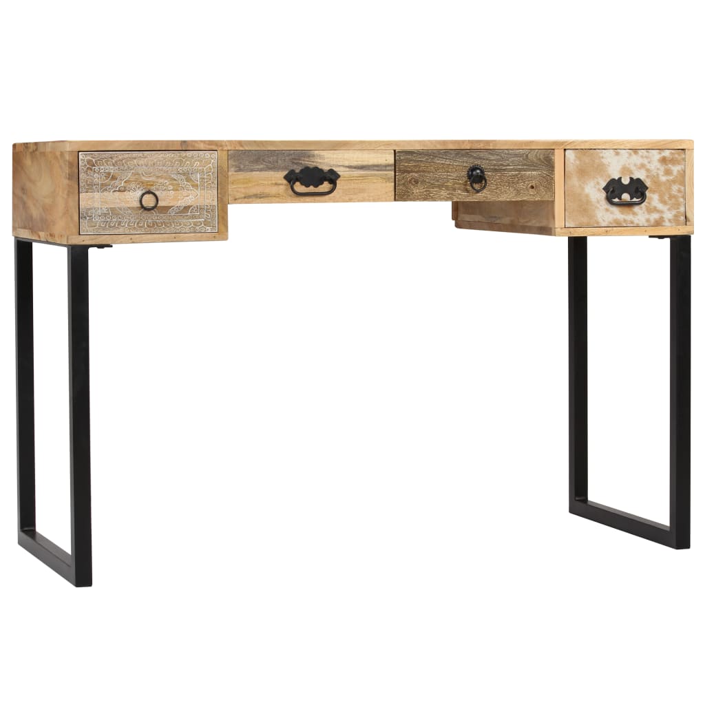 Desk Solid Mango Wood and Real Leather