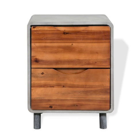 Nightstand Concrete Solid Acacia Wood
