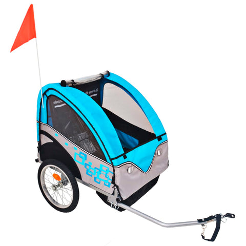 Kids' Bicycle Trailer Grey and Blue 30 kg