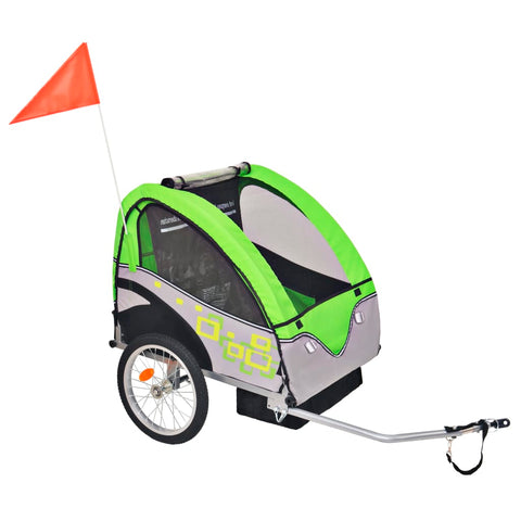 Kids' Bicycle Trailer Grey and Green 30 kg