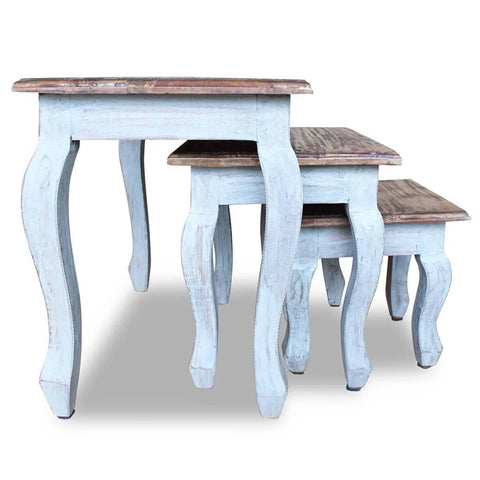 Nesting Table Set 3 Pieces Solid Reclaimed Wood