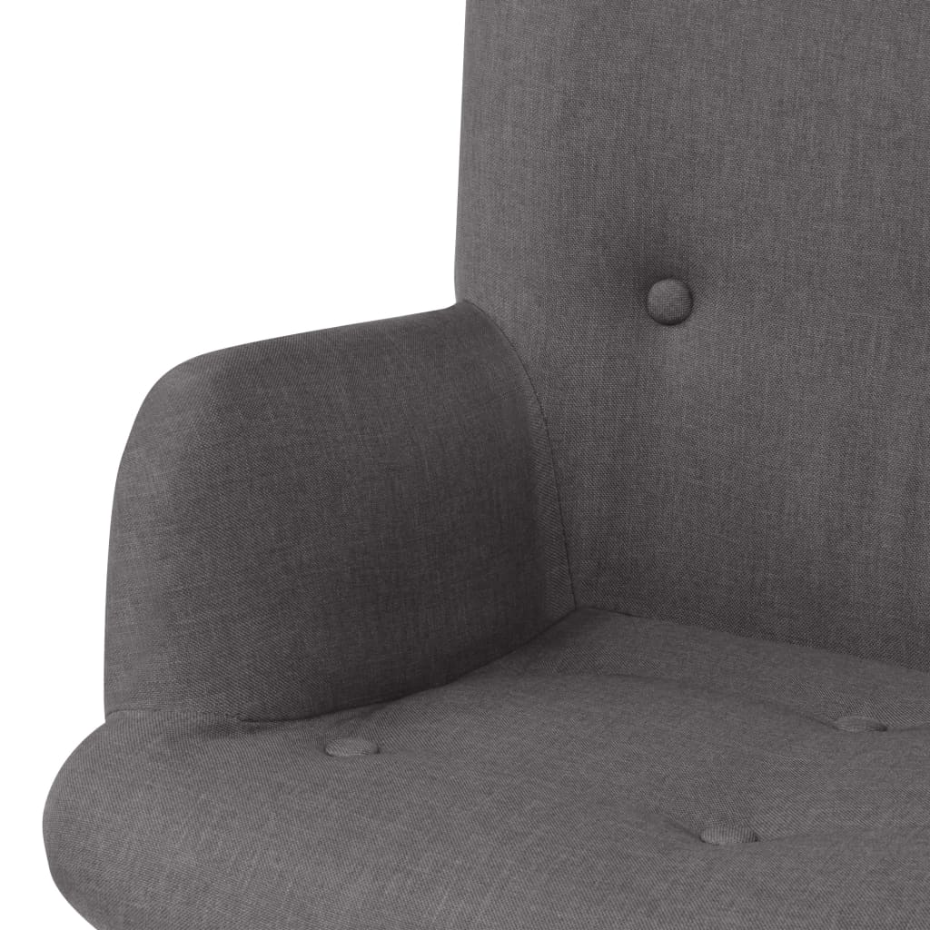 Armchair with Footstool Grey Fabric