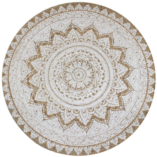 Area Rug Braided Jute Printed 150 cm Round - Rugs