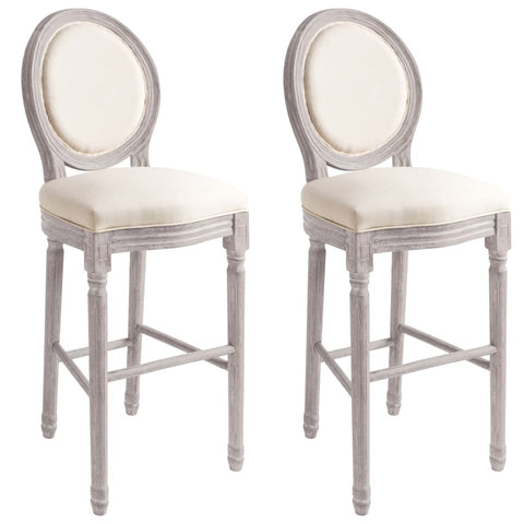 Bar Chairs 2 pcs White Linen