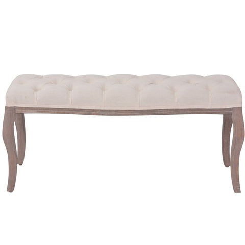Bench Durable Linen Solid Wood Cream White