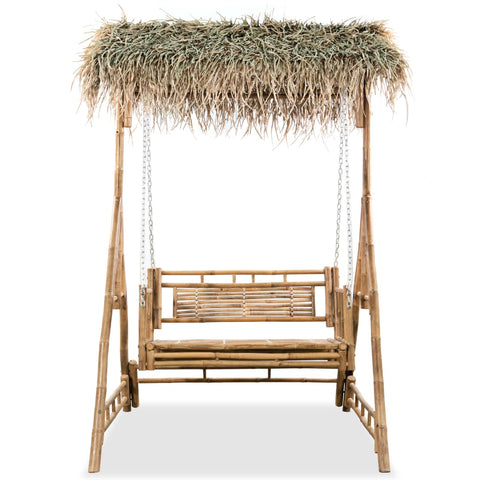 2-Seater Swing Chair with Palm Leaves Bamboo 202 cm