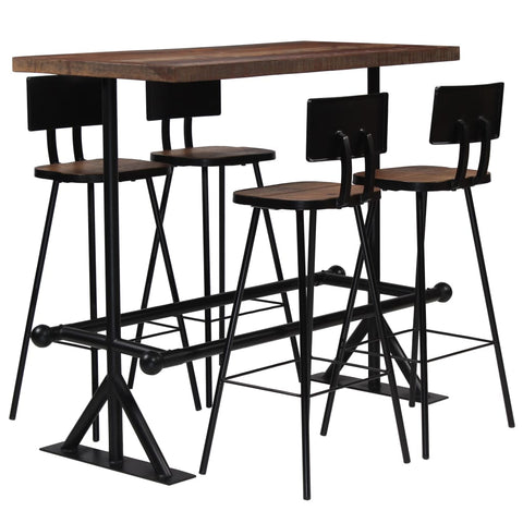 Bar Set 5 Piece Solid Reclaimed Wood