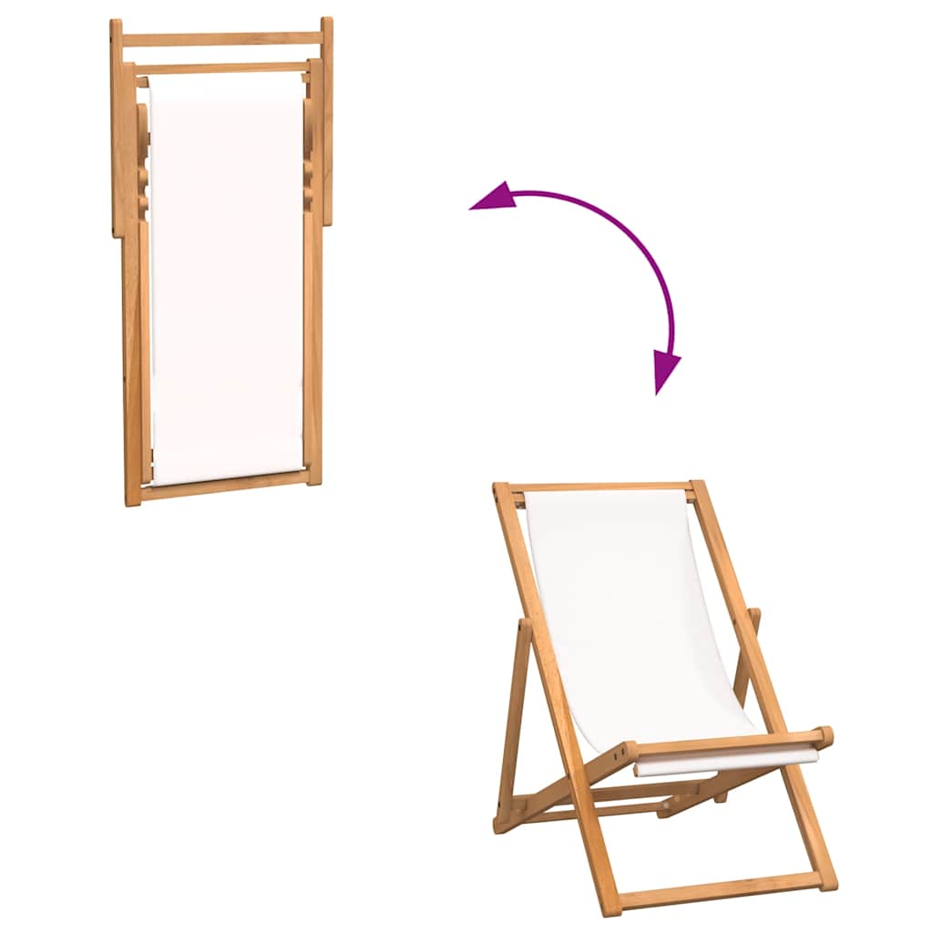 Deck Chair Teak  Cream