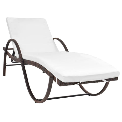 Sun Loungers 2 pcs with Table Poly Rattan Brown