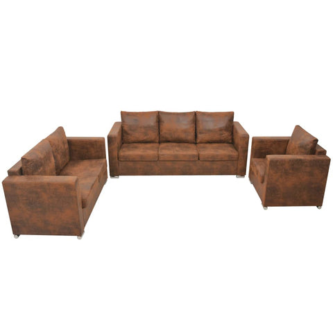 Leather 3 Pieces Sofa Set