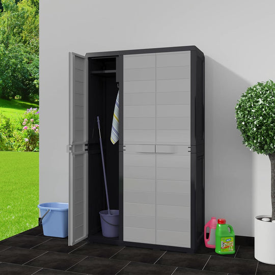 Garden Storage Cabinet with 4 Shelves Black and Grey - Storage Cabinets & Lockers