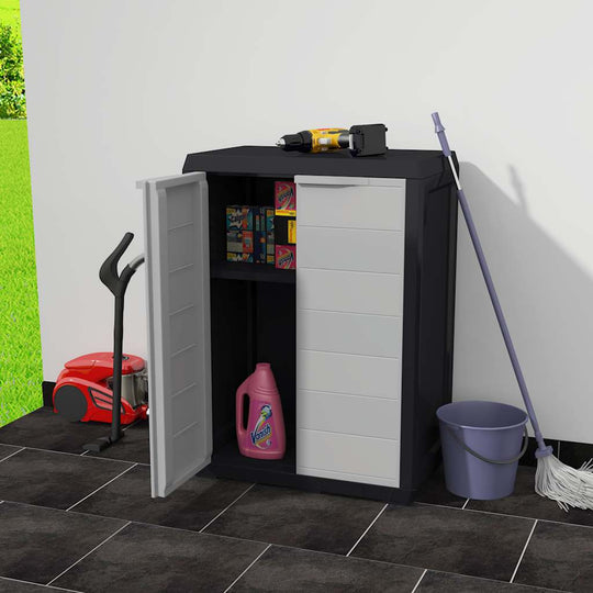 Garden Storage Cabinet with 1 Shelf Black and Grey - Storage Cabinets & Lockers