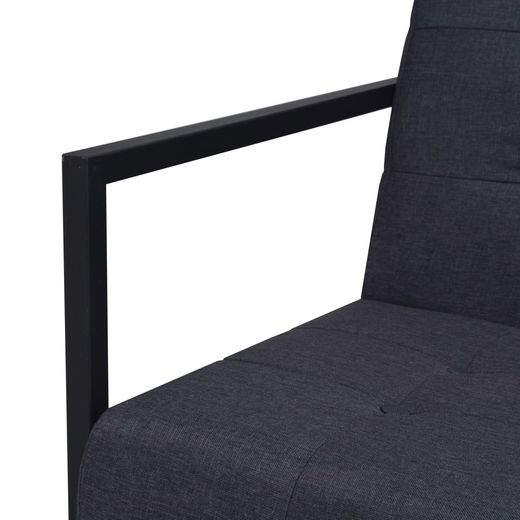 2-Seater Sofa with Armrests Steel and Fabric Dark Grey