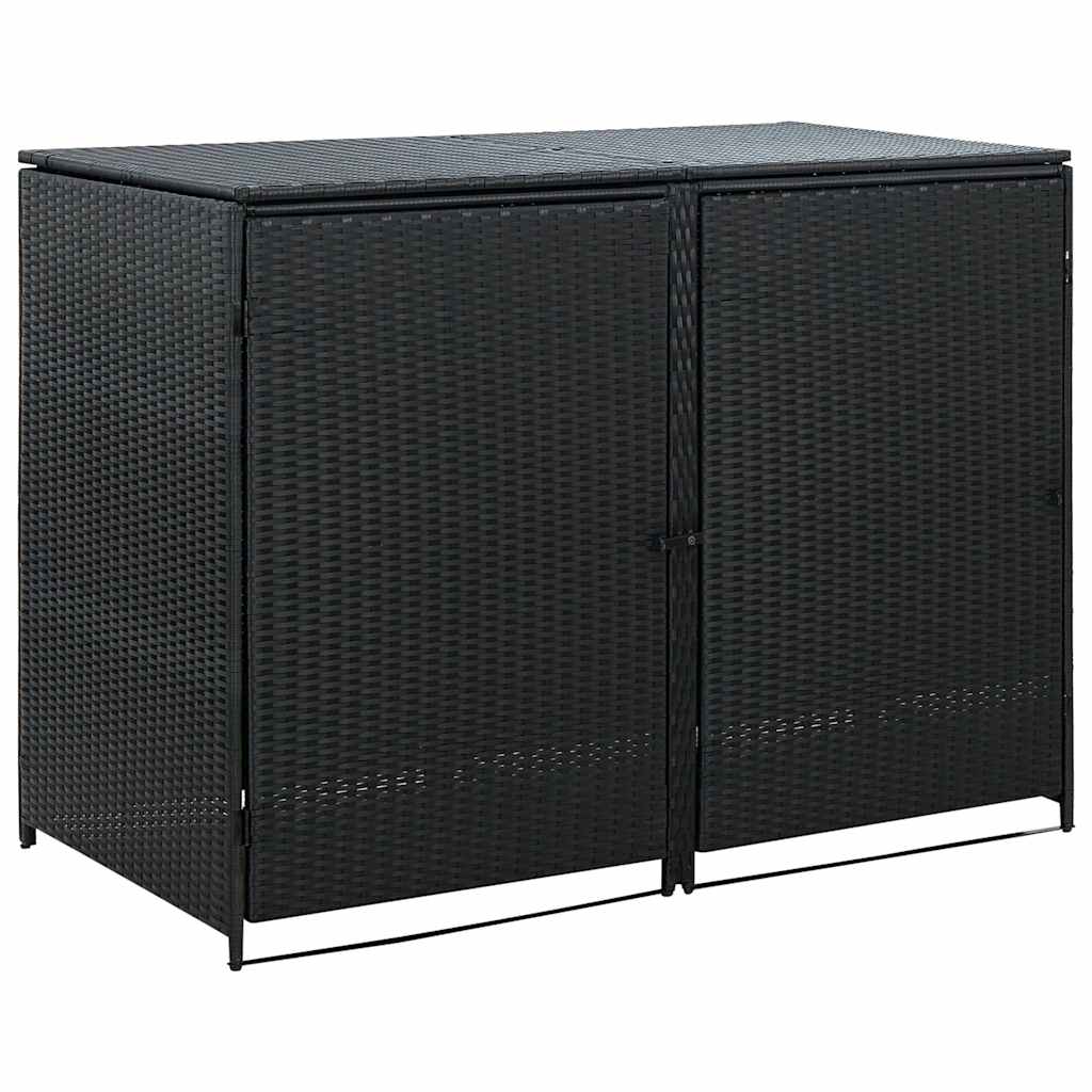Double - Double Wheelie Bin Shed Poly Rattan Black