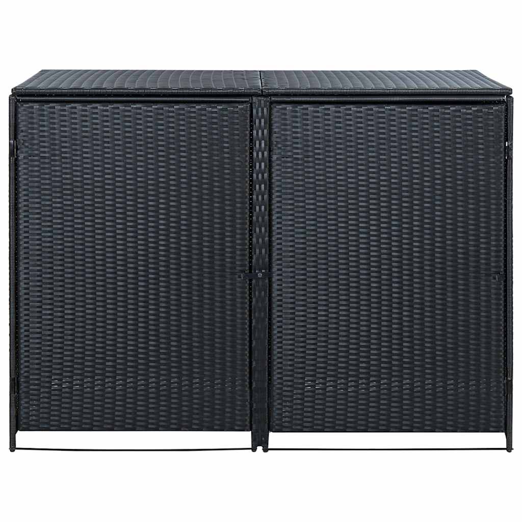 Sheds - Double Wheelie Bin Shed Poly Rattan Black