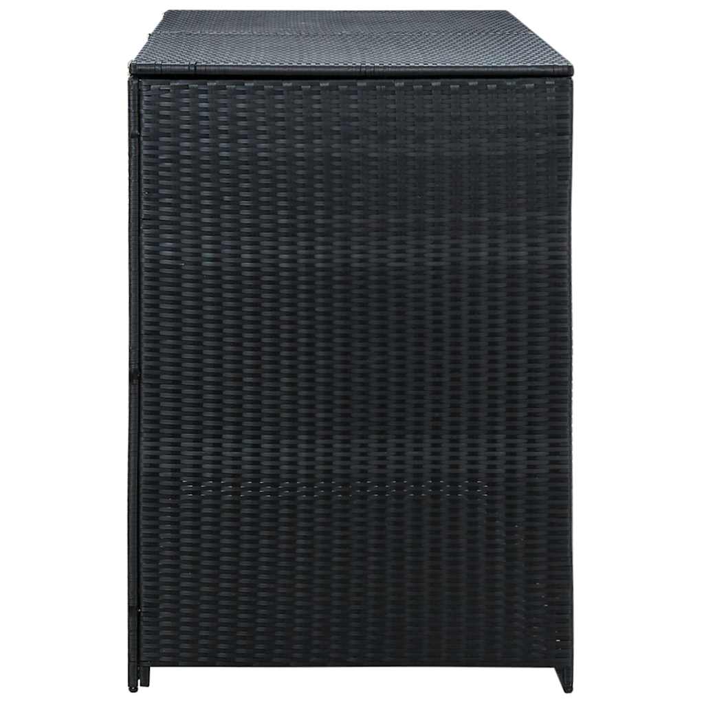 Rattan finish - Double Wheelie Bin Shed Poly Rattan Black