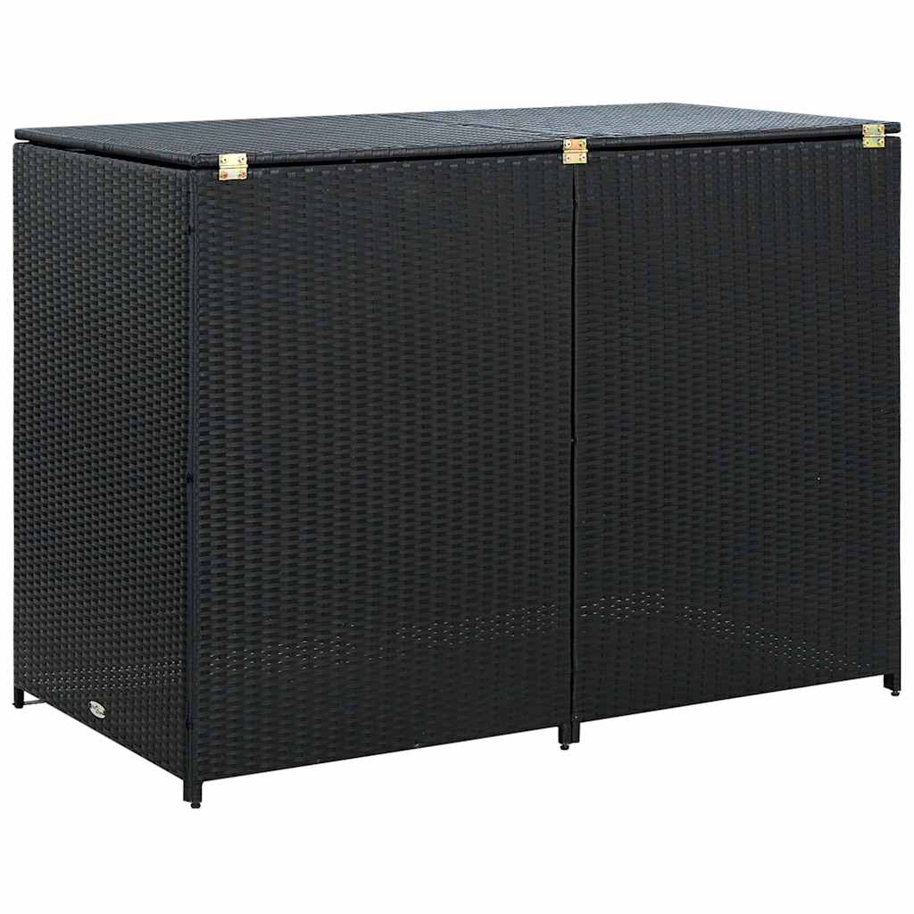 Double Wheelie Bin Shed Poly Rattan Black | Sheds